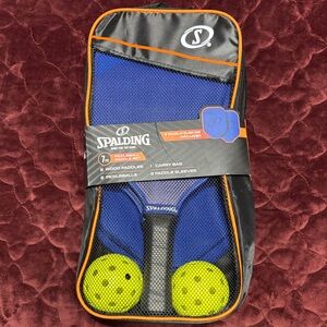 Spalding Pickleball Set with Blue and Yellow